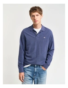 Shield Piqu Rugger in Dark Jeansblue Melange