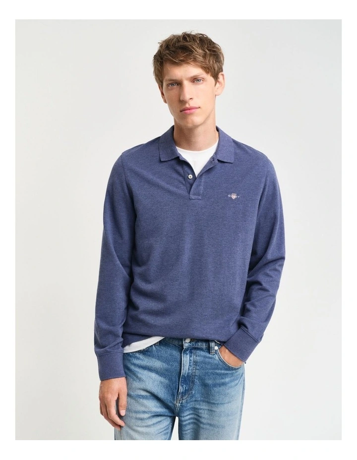 Shield Piqu Rugger in Dark Jeansblue Melange image 1