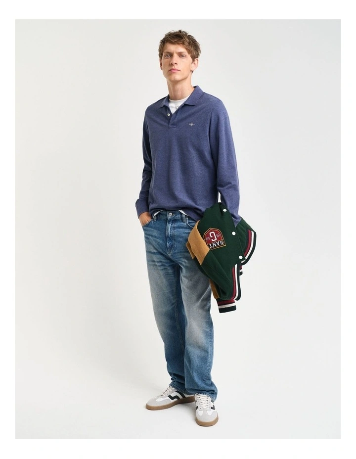 Shield Piqu Rugger in Dark Jeansblue Melange image 3