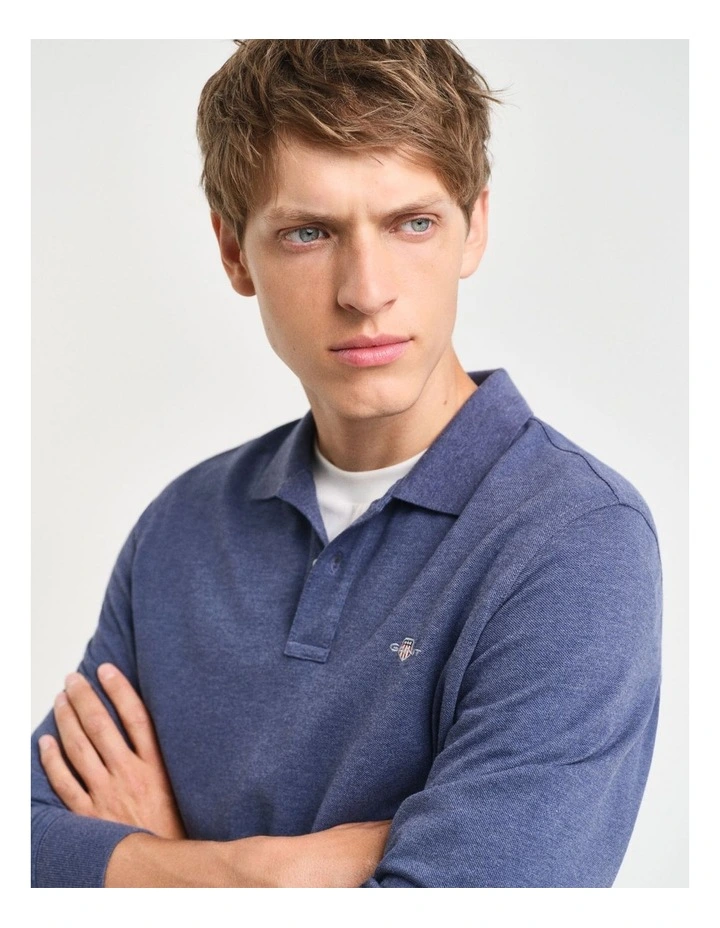 Shield Piqu Rugger in Dark Jeansblue Melange image 4