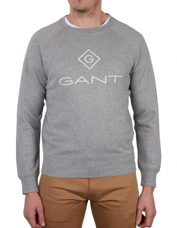 Lock-Up Crew Neck Sweatshirt in Grey Melange