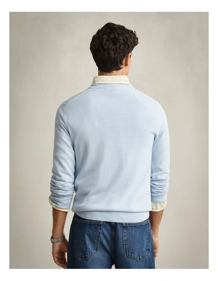 Classic Cotton V-Neck Knit in Fresh Blue image 2