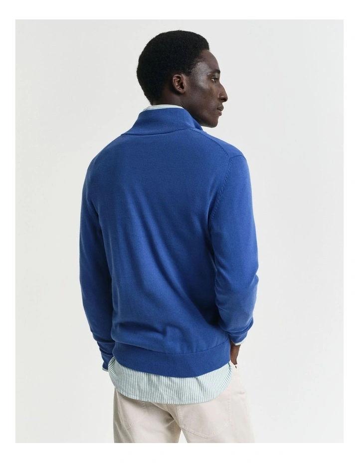 Classic Cotton Half-Zip Knit in Rich Blue image 2