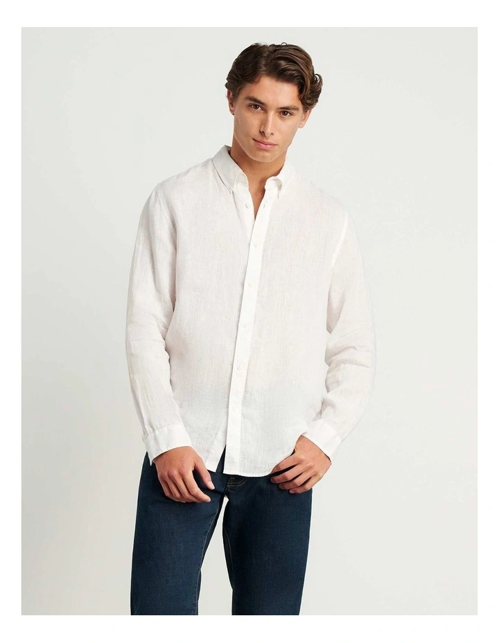 Hux Linen Shirt in White image 3