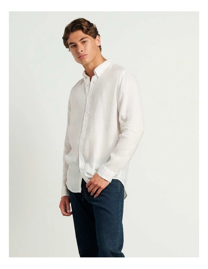 Hux Linen Shirt in White image 4