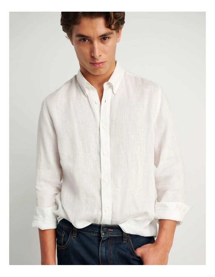 Hux Linen Shirt in White image 7