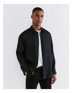 Hux Linen Shirt in Washed Black