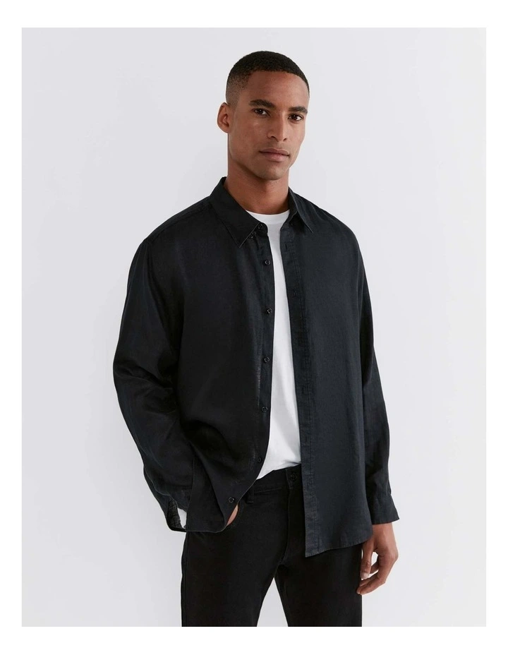 Hux Linen Shirt in Washed Black image 1