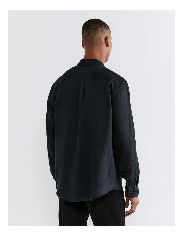 Hux Linen Shirt in Washed Black image 2