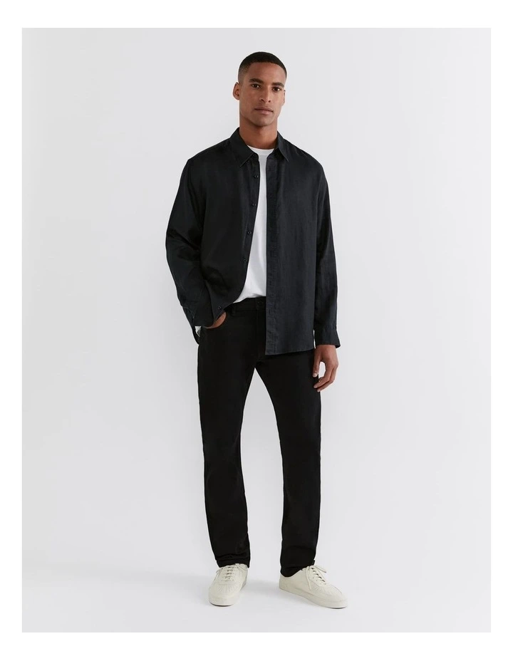 Hux Linen Shirt in Washed Black image 6