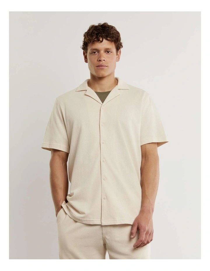 Francis Knitted Cotton Shirt in String image 3