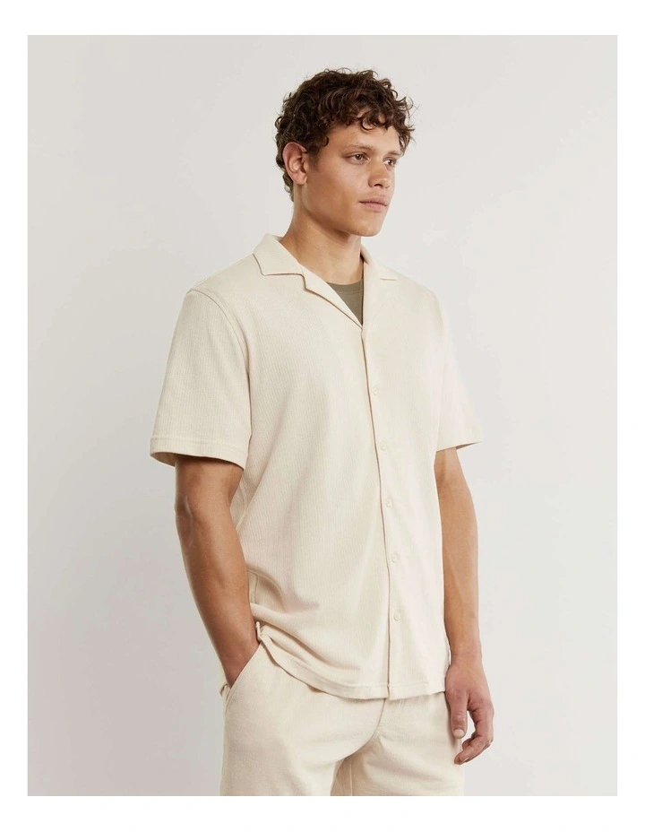 Francis Knitted Cotton Shirt in String image 4