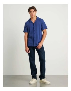 Francis Knitted Cotton Shirt in Blue