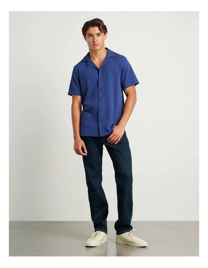 Francis Knitted Cotton Shirt in Blue image 1