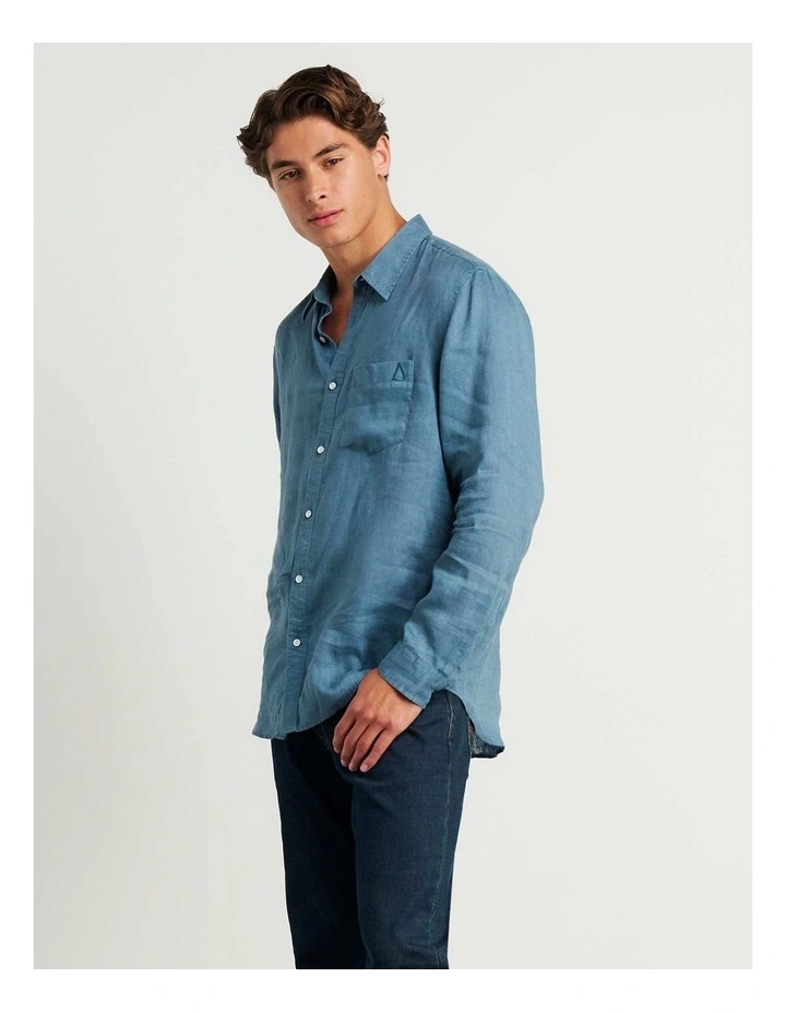 Cooper Linen Shirt in Blue image 3
