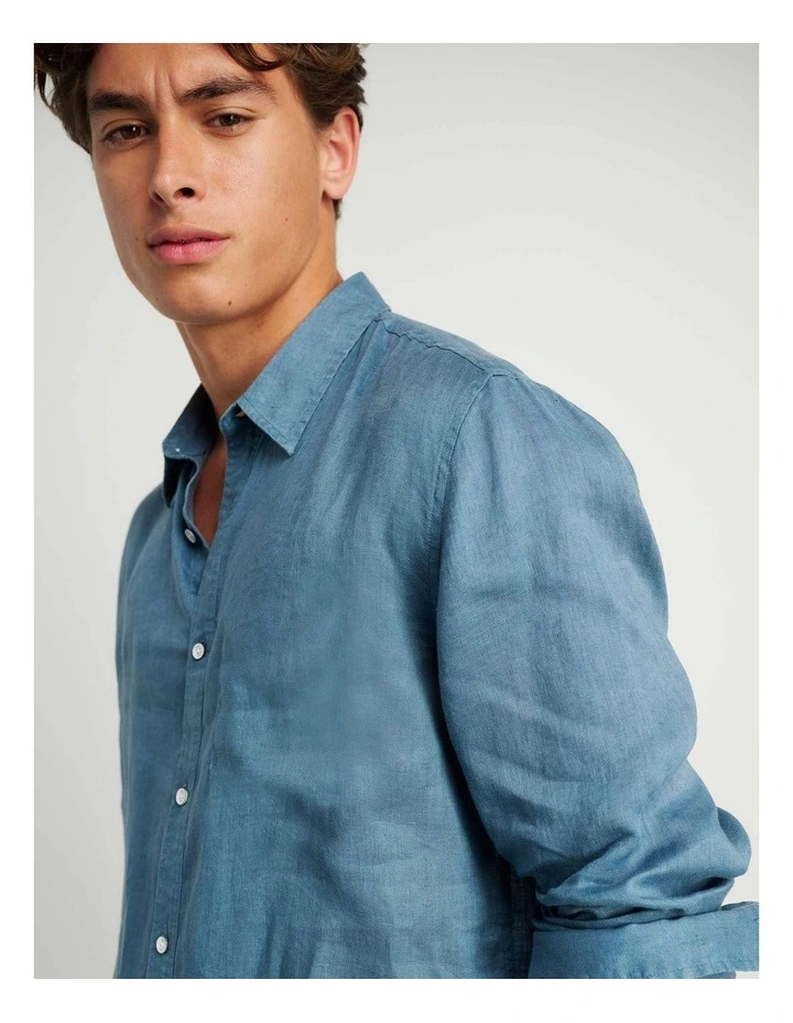 Cooper Linen Shirt in Blue image 4