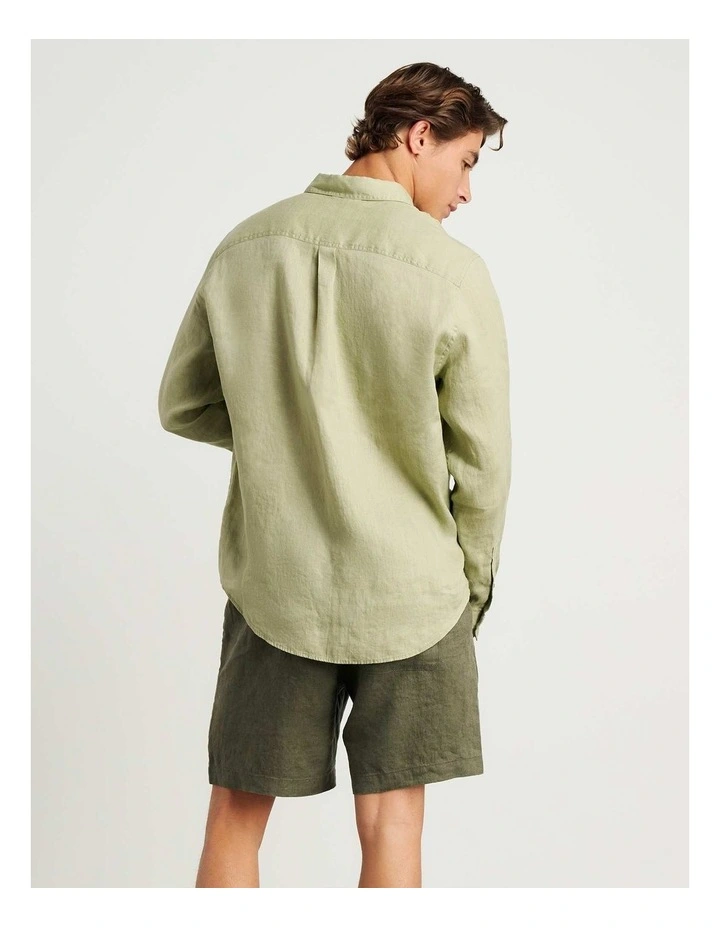 Cooper Linen Shirt in Green image 2