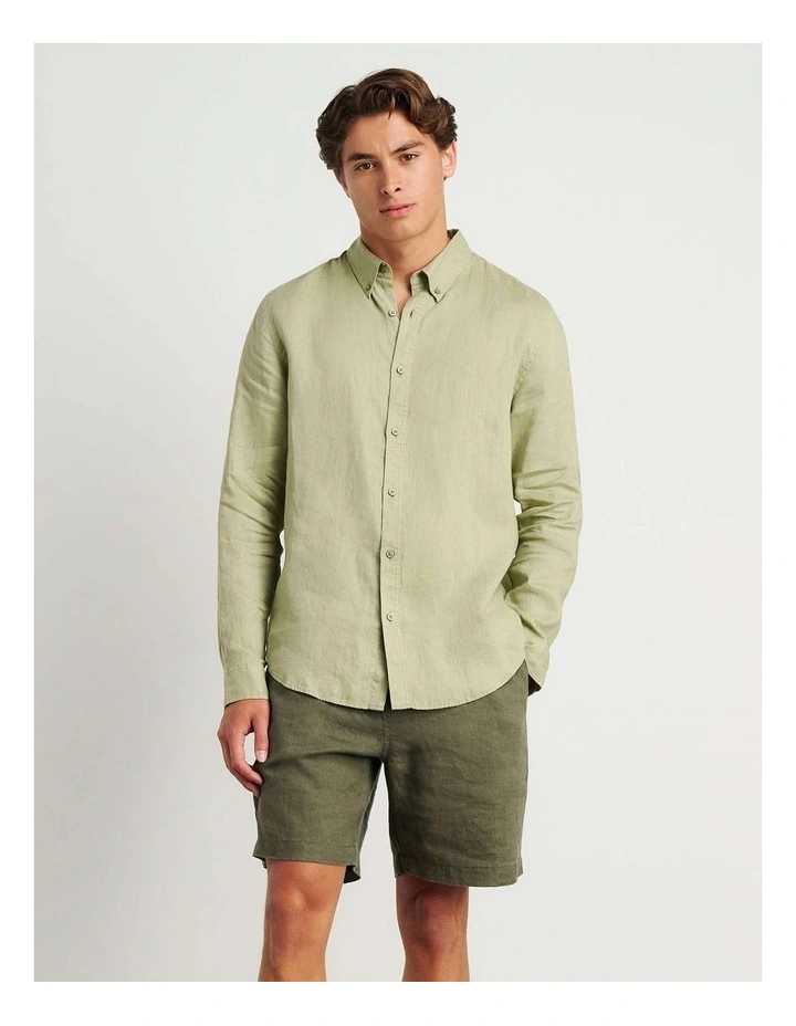 Cooper Linen Shirt in Green image 4
