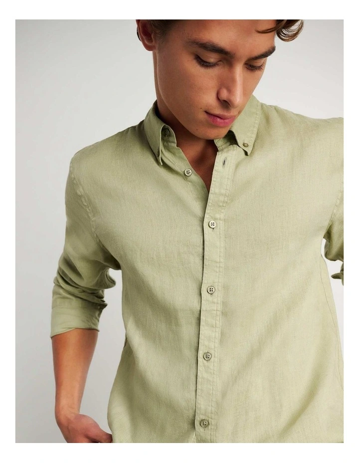 Cooper Linen Shirt in Green image 5
