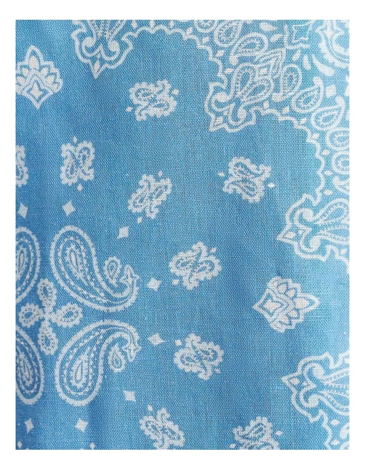 Andre Linen Cotton Print Shirt in Blue image 5