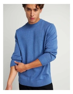 Tanner Cotton Crew Knit Sweater in Blue