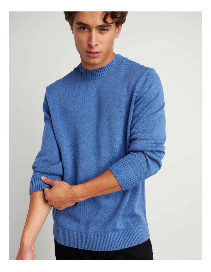 Tanner Cotton Crew Knit Sweater in Blue image 1