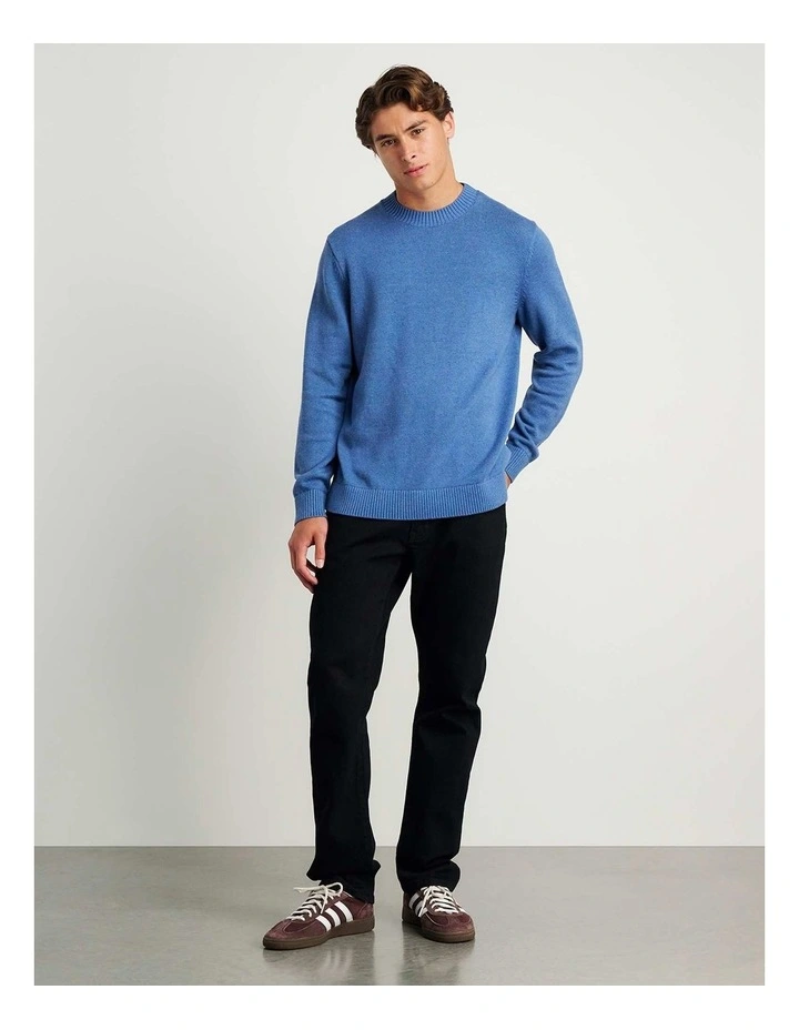 Tanner Cotton Crew Knit Sweater in Blue image 2