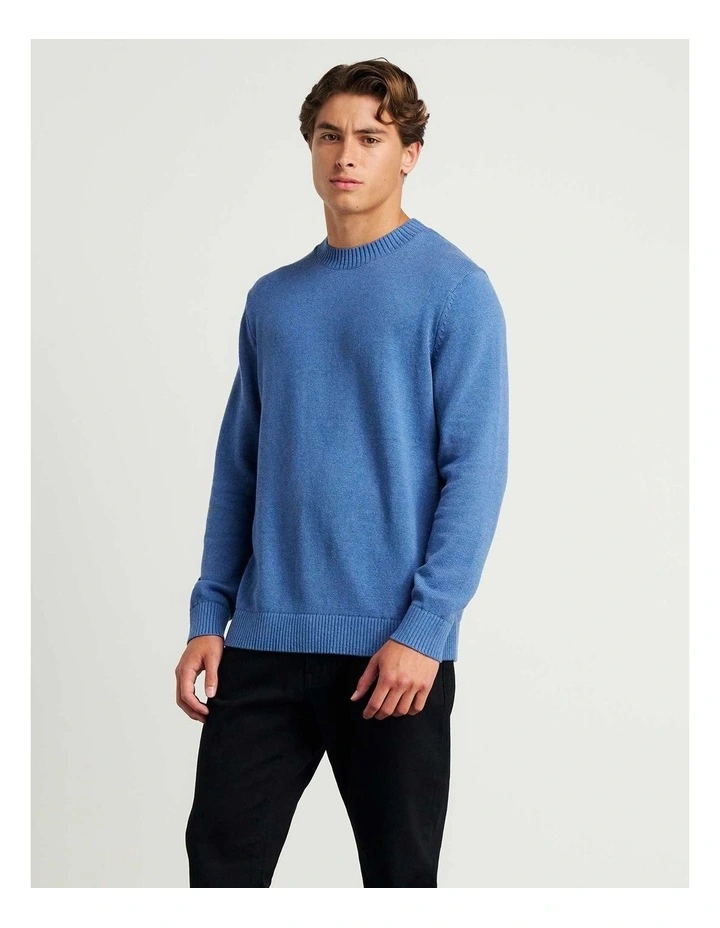 Tanner Cotton Crew Knit Sweater in Blue image 4