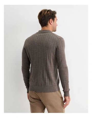 Angus Merino Knit Shirt in Bark