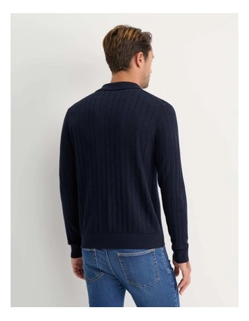Angus Merino Knit Shirt in Navy