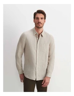 Long Sleeve Linen Yarn-Dyed Shirt