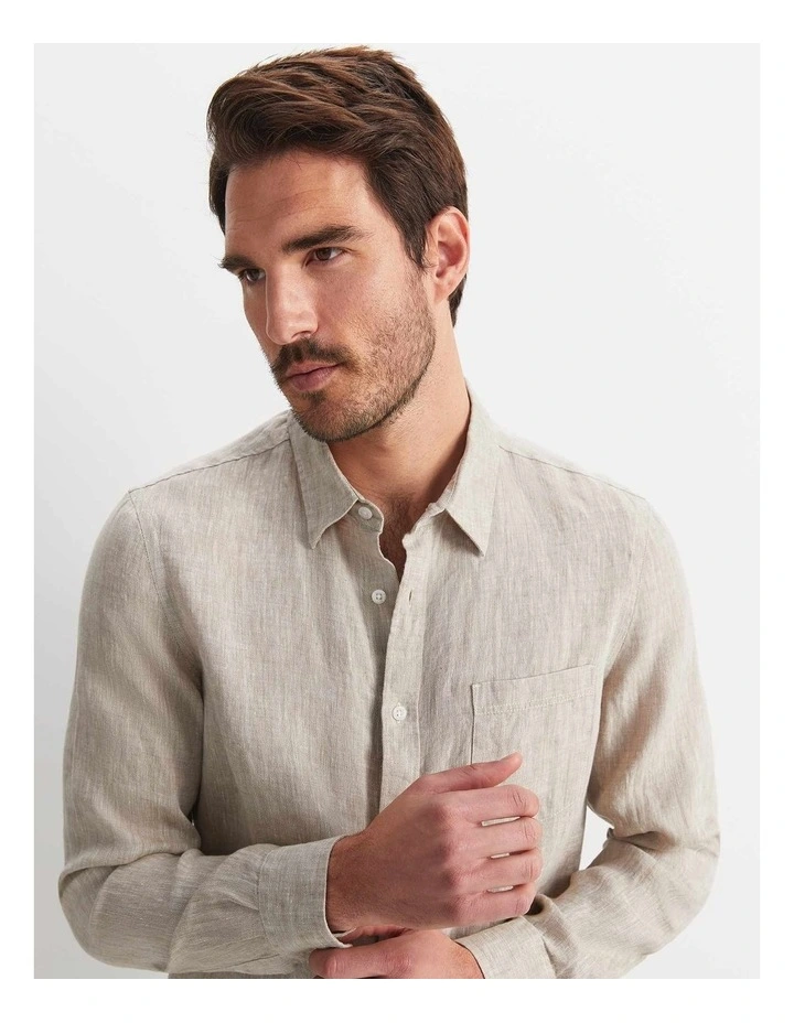 Long Sleeve Linen Yarn-Dyed Shirt image 5