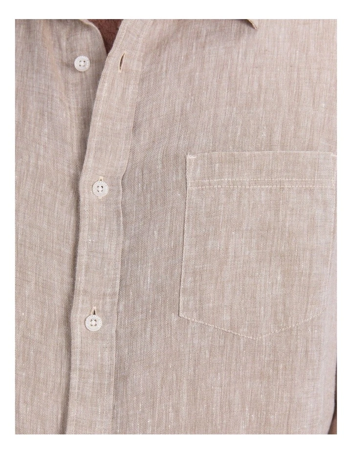 Long Sleeve Linen Yarn-Dyed Shirt in String image 7