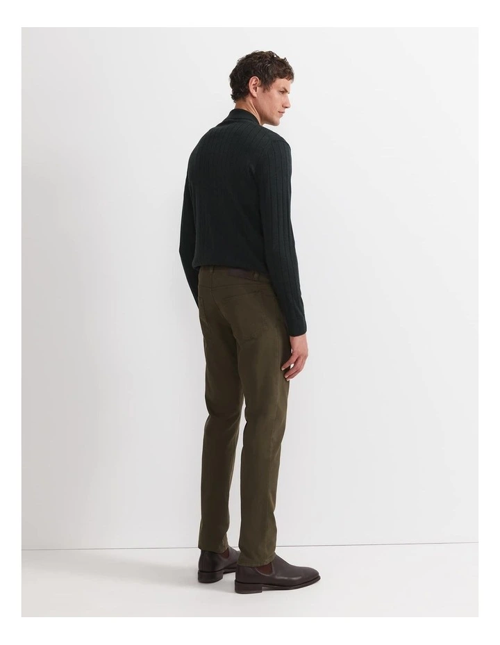 Tapered Bedford Jeans in Khaki image 2