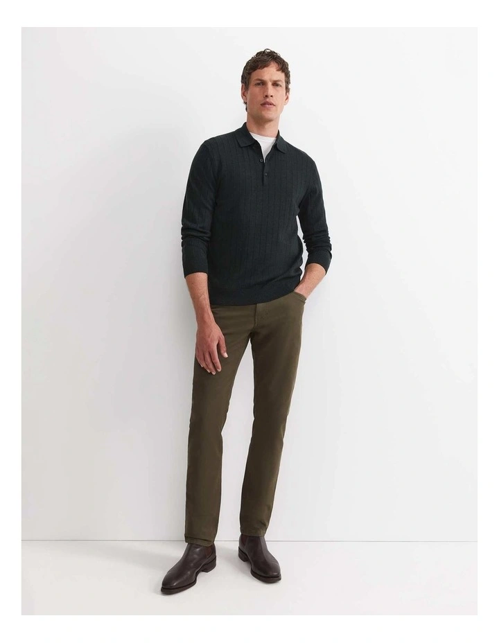Tapered Bedford Jeans in Khaki image 3