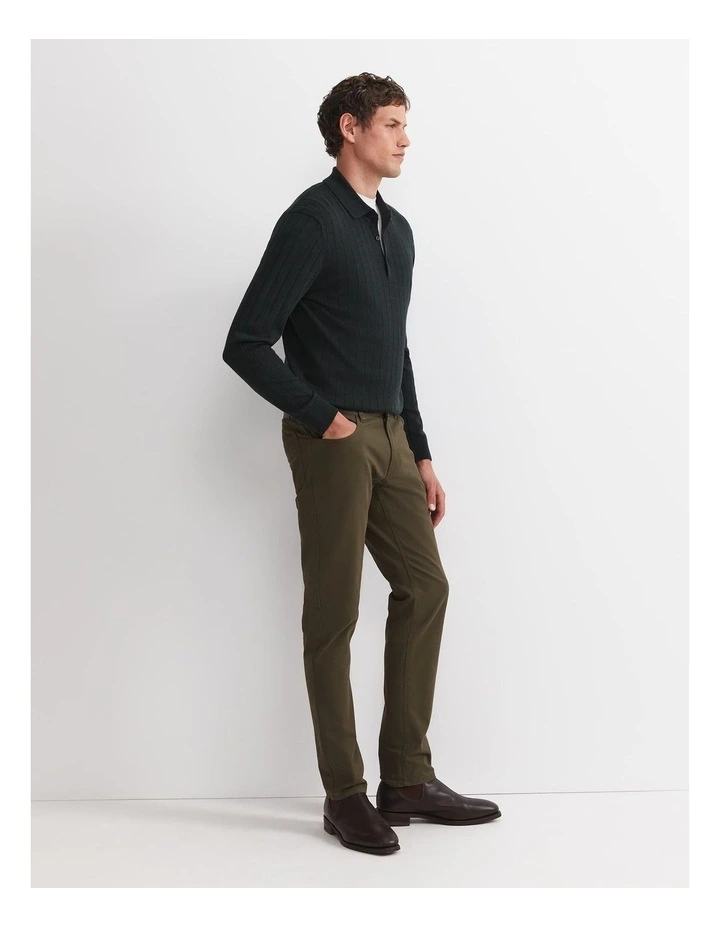 Tapered Bedford Jeans in Khaki image 4