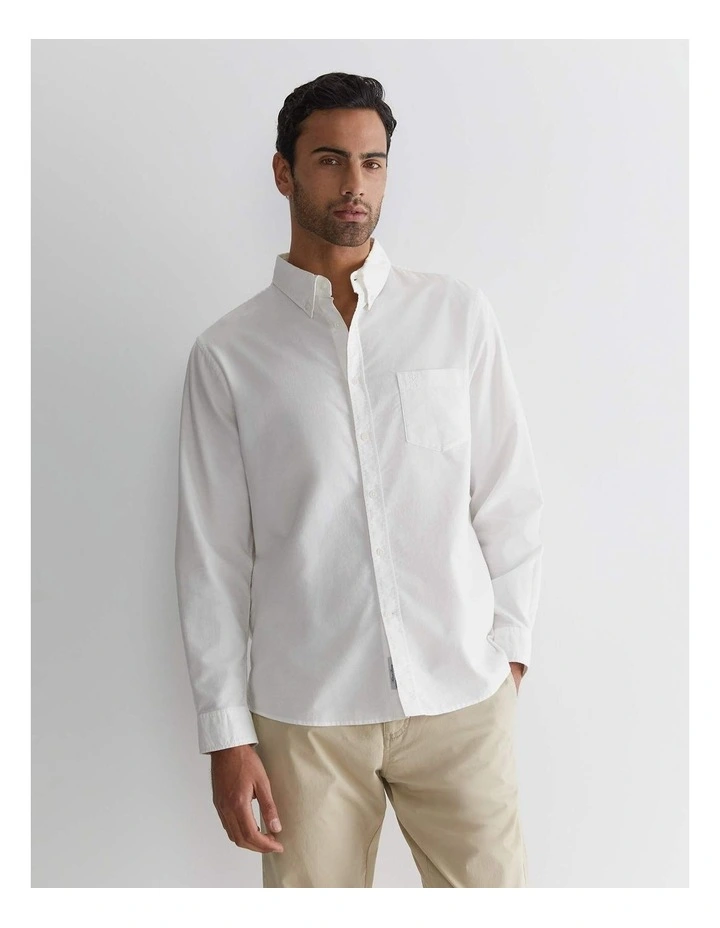 Oxford Long Sleeve Shirt in White image 3