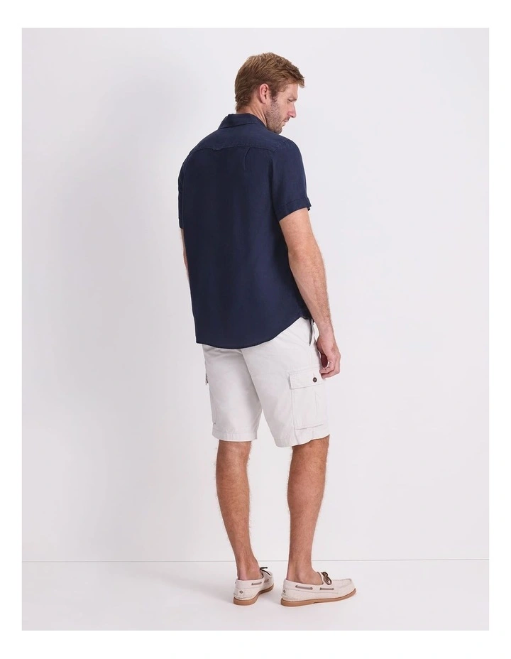 Short Sleeve Linen Shirt in Blue image 2