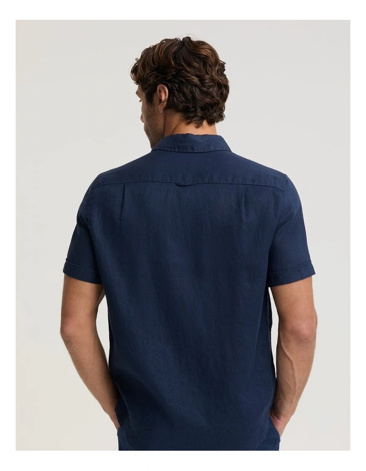 Short Sleeve Linen Shirt in Blue image 2