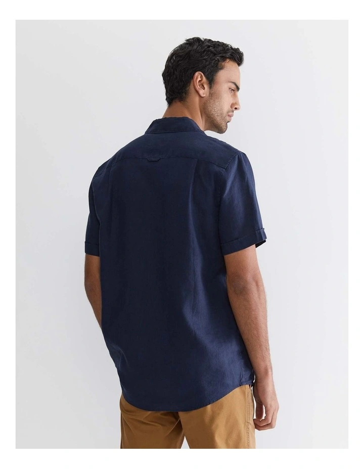 Short Sleeve Linen Shirt in Blue image 2