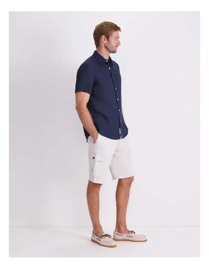 Short Sleeve Linen Shirt in Blue image 3