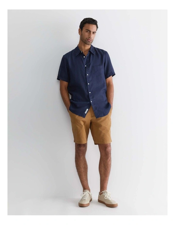 Short Sleeve Linen Shirt in Blue image 3
