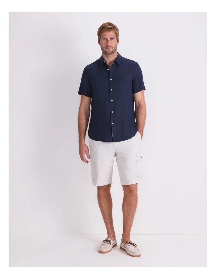 Short Sleeve Linen Shirt in Blue image 4