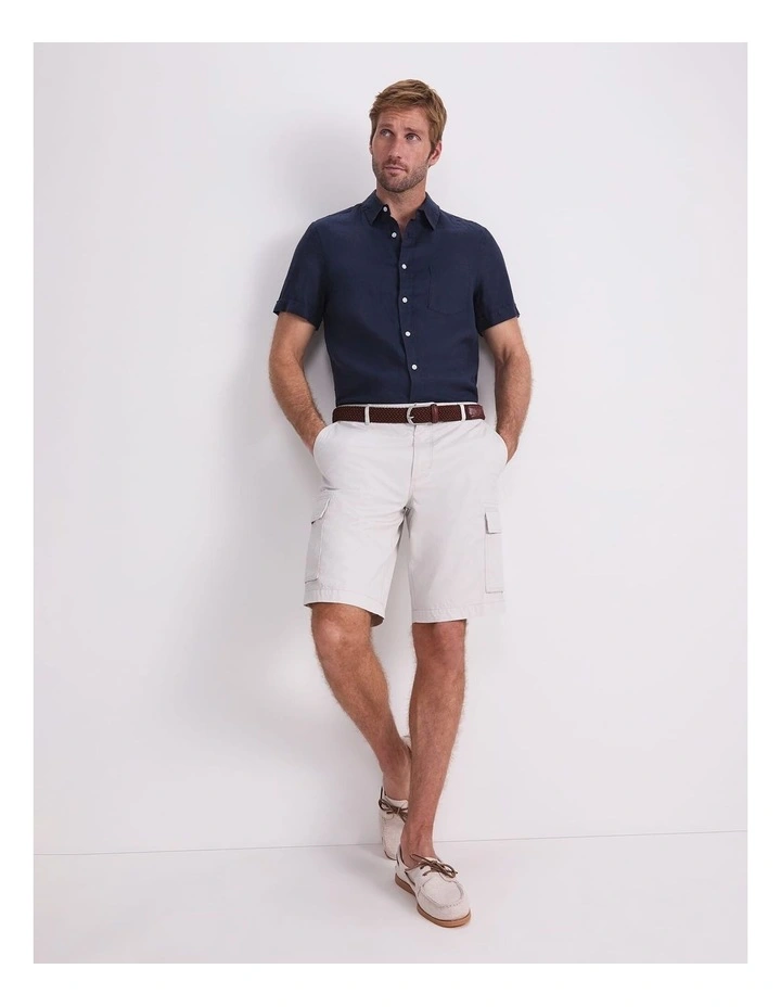 Short Sleeve Linen Shirt in Blue image 5