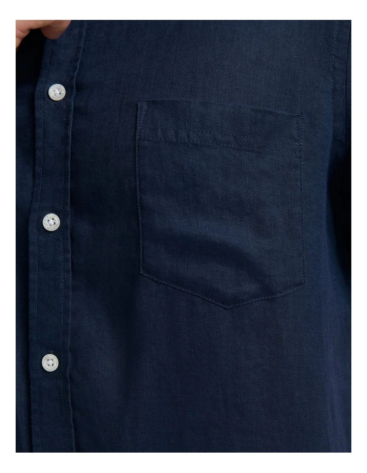 Short Sleeve Linen Shirt in Blue image 6