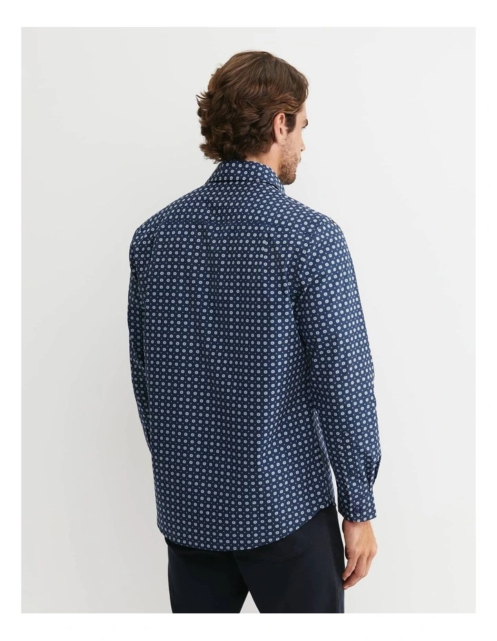William Long Sleeve Print Shirt in Blue image 2