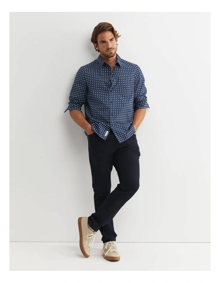 William Long Sleeve Print Shirt in Blue image 3