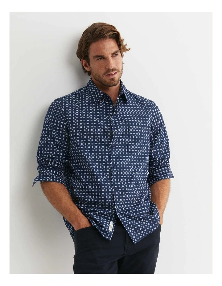 William Long Sleeve Print Shirt in Blue image 4