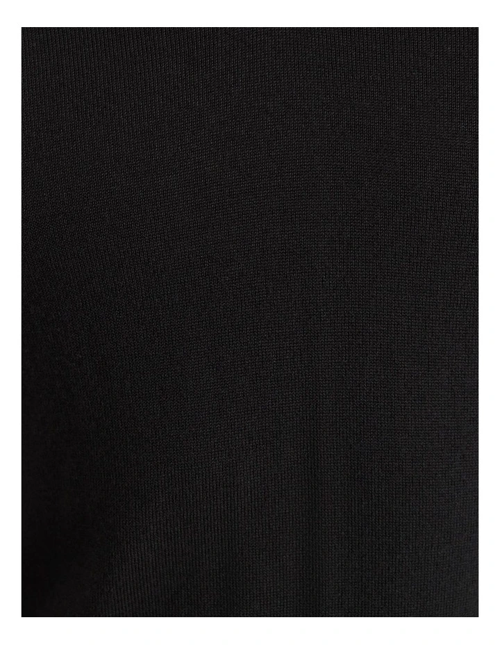 Merino V-Neck Knit Sweater in Black image 4