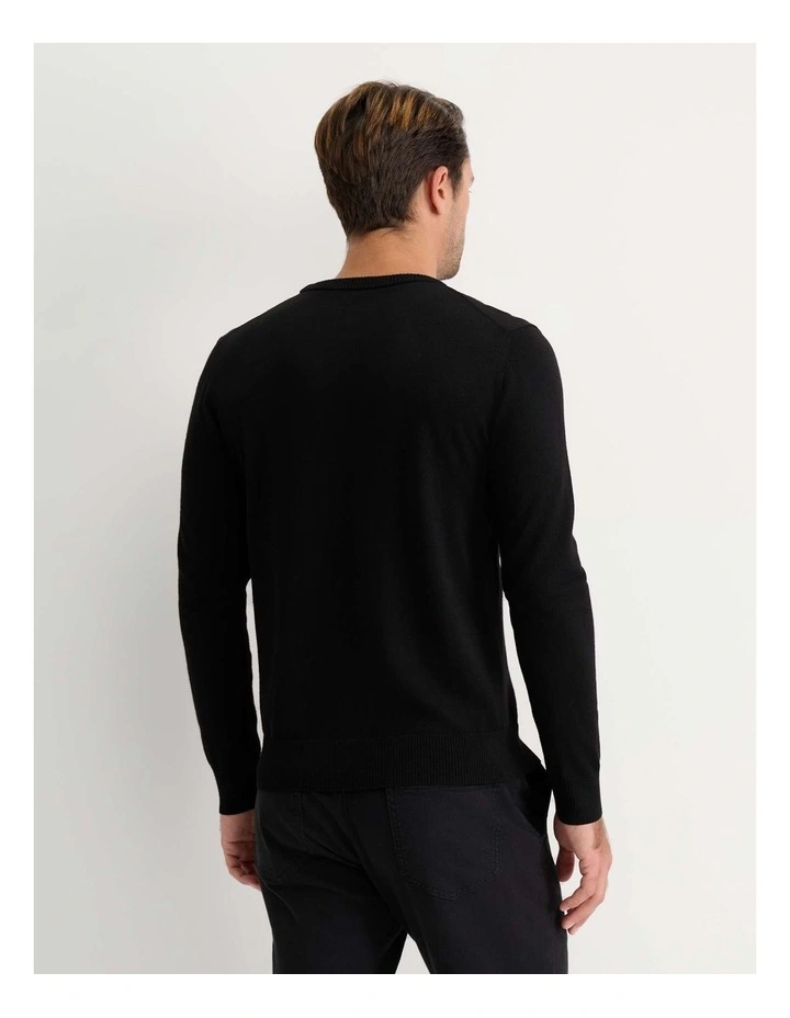 Merino Crew Neck Knit in Black image 2